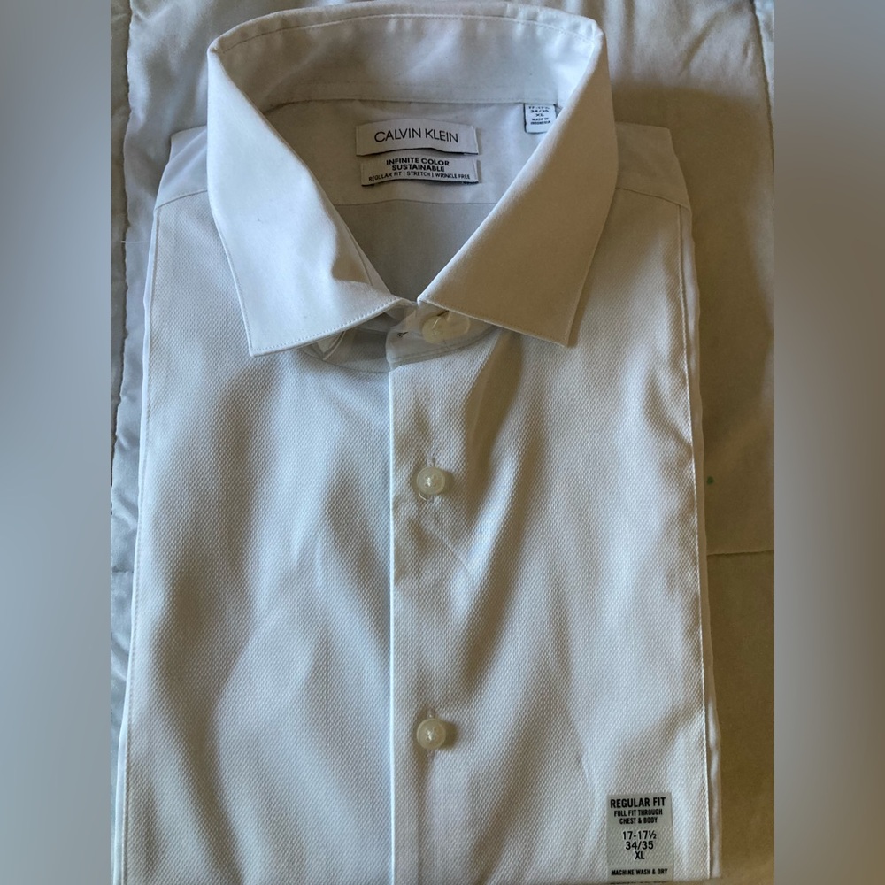 Calvin Klein White Dress Shirt Elegant Formal Wear